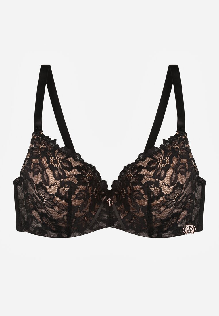 love magnolia Sutien Din Dantelă Negru-Bej cu Fundiță Nealenia