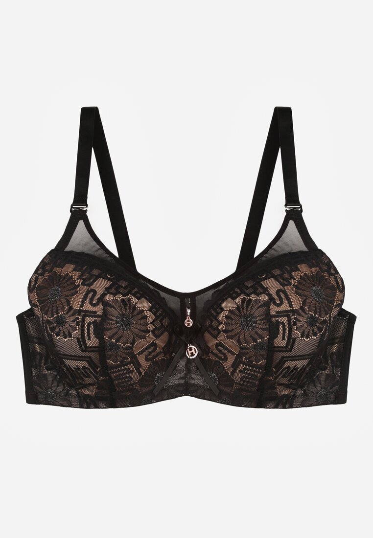 love magnolia Sutien Negru-Bej cu Dantelă și Inserție Transparentă Heliphine
