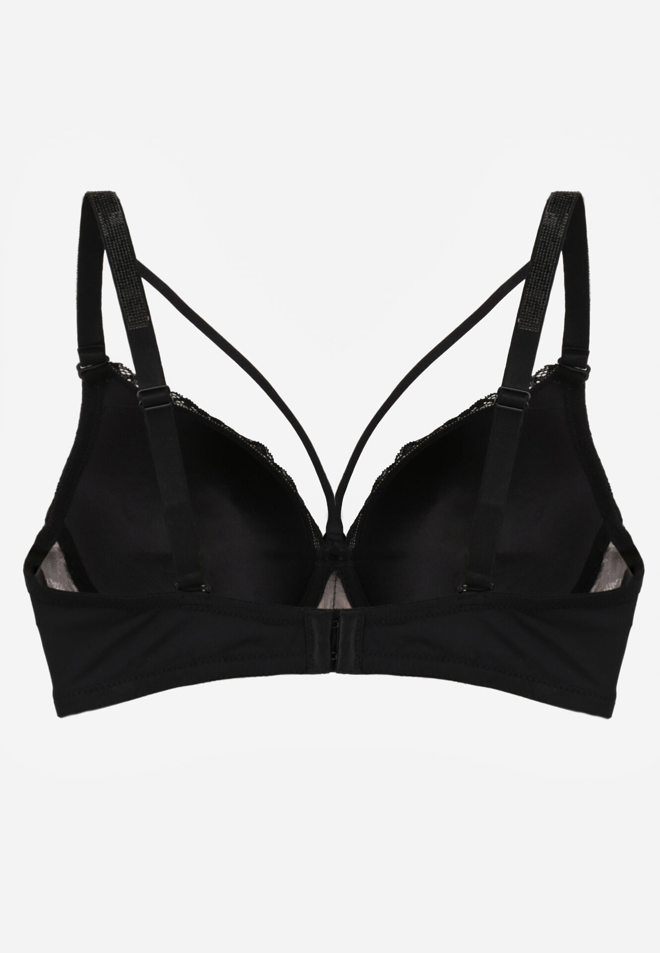 love magnolia Sutien Negru-Bej Dantelă cu Bretele Decorative și Zirconii Emlimi