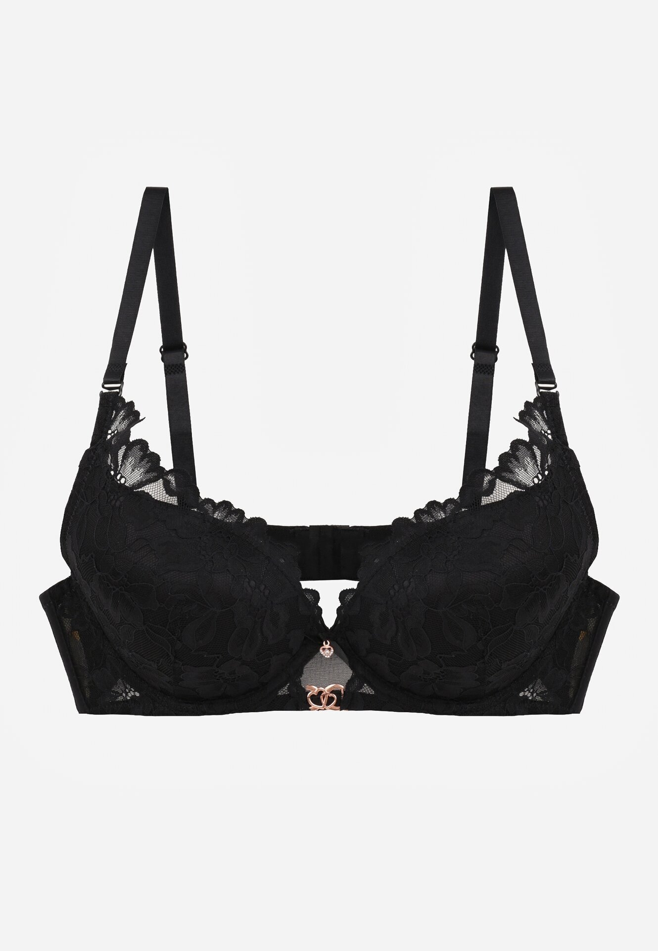 love magnolia Sutien Negru cu Dantelă Decorativă și Decorație Metalică Terzedi