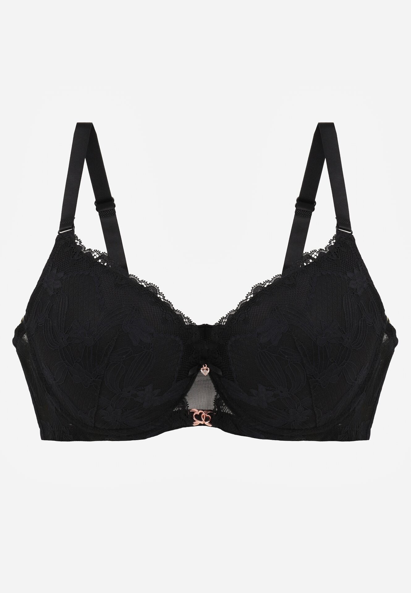 love magnolia Sutien Negru cu Dantelă și Ornament Metalic Valzedia