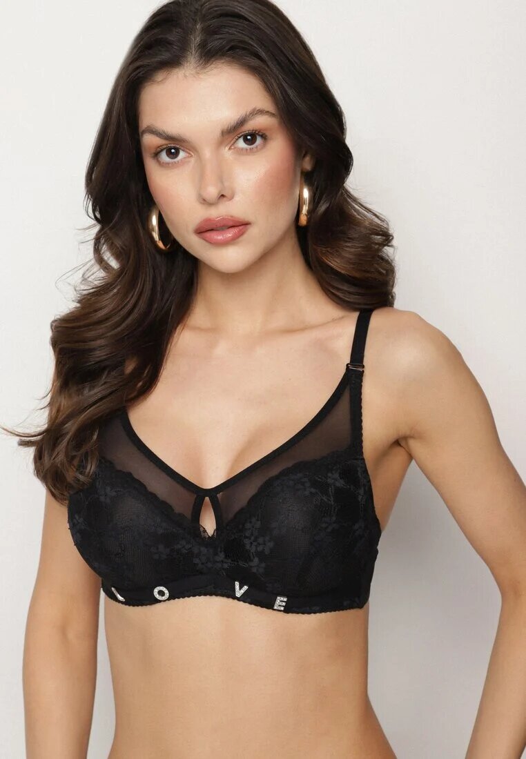 love magnolia Sutien negru cu decorațiuni din dantelă și cu bretele detașabile Renarra