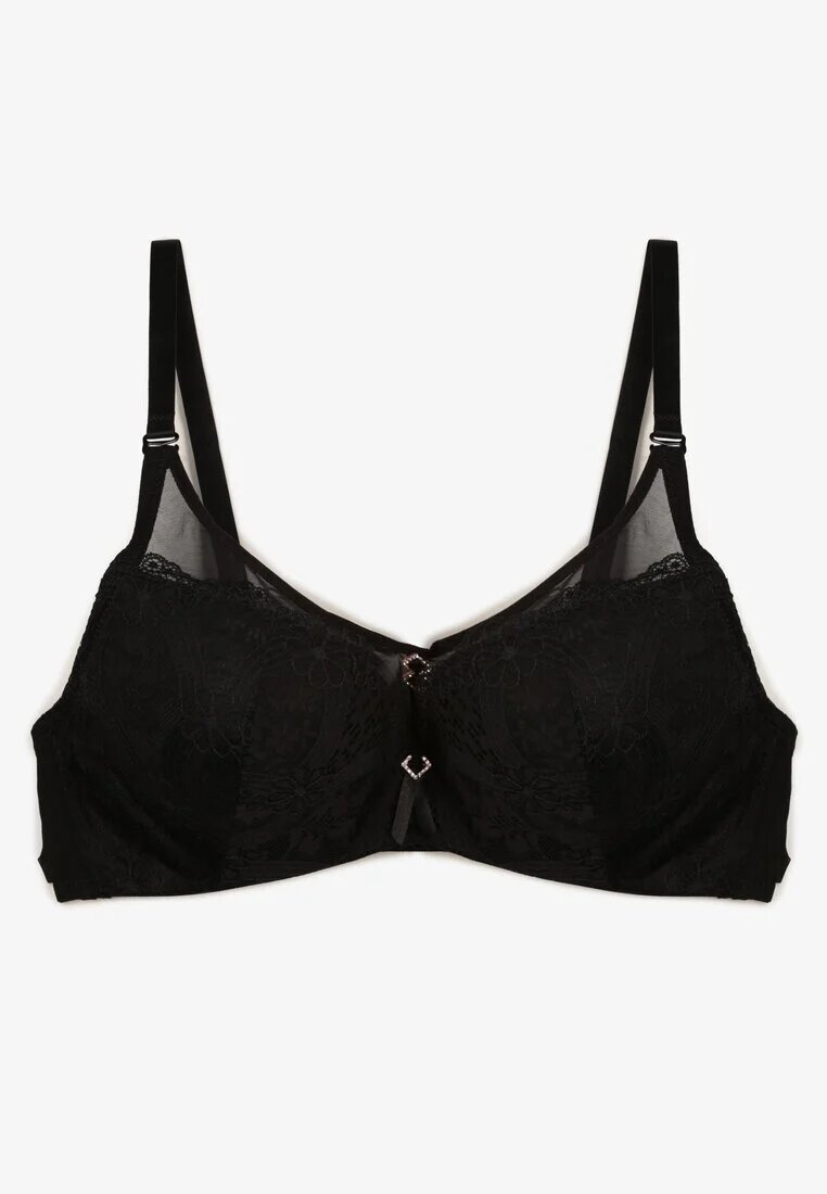 love magnolia Sutien Negru Full Cup cu Dantelă și Catarame Metalice cu Zirconii Cindella
