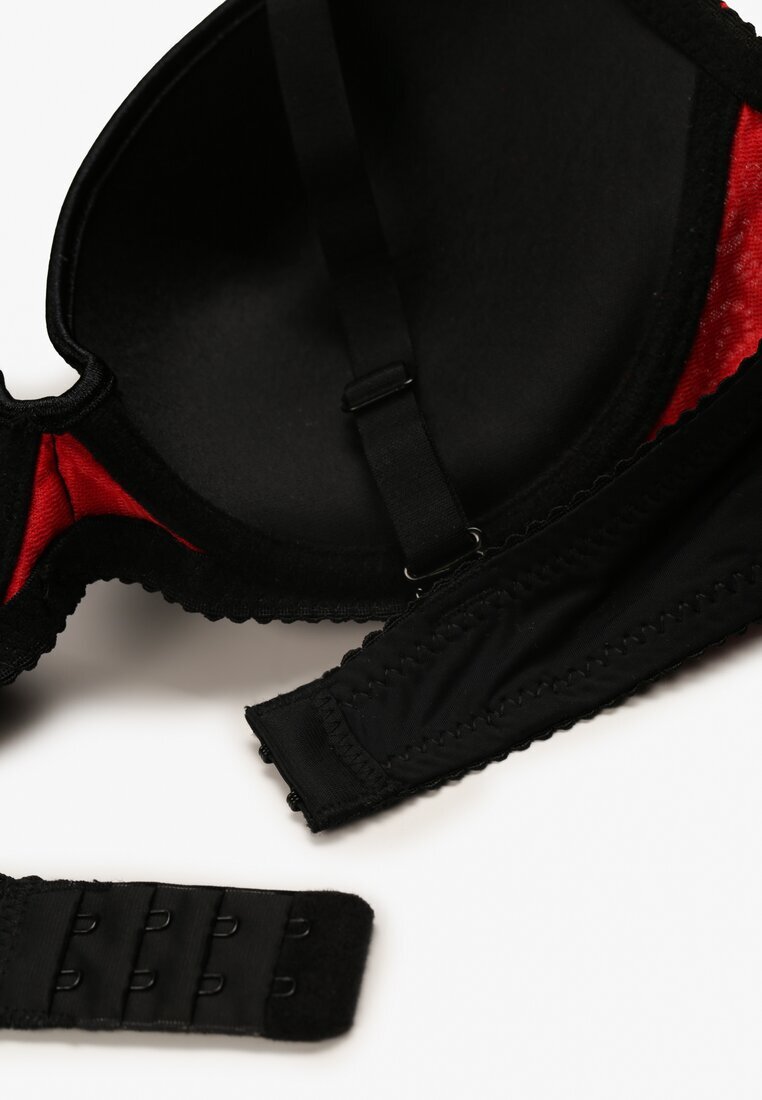 love magnolia Sutien Negru-Roșu Full Cup cu Pandantiv cu Zirconii și Dantelă Nildaisa