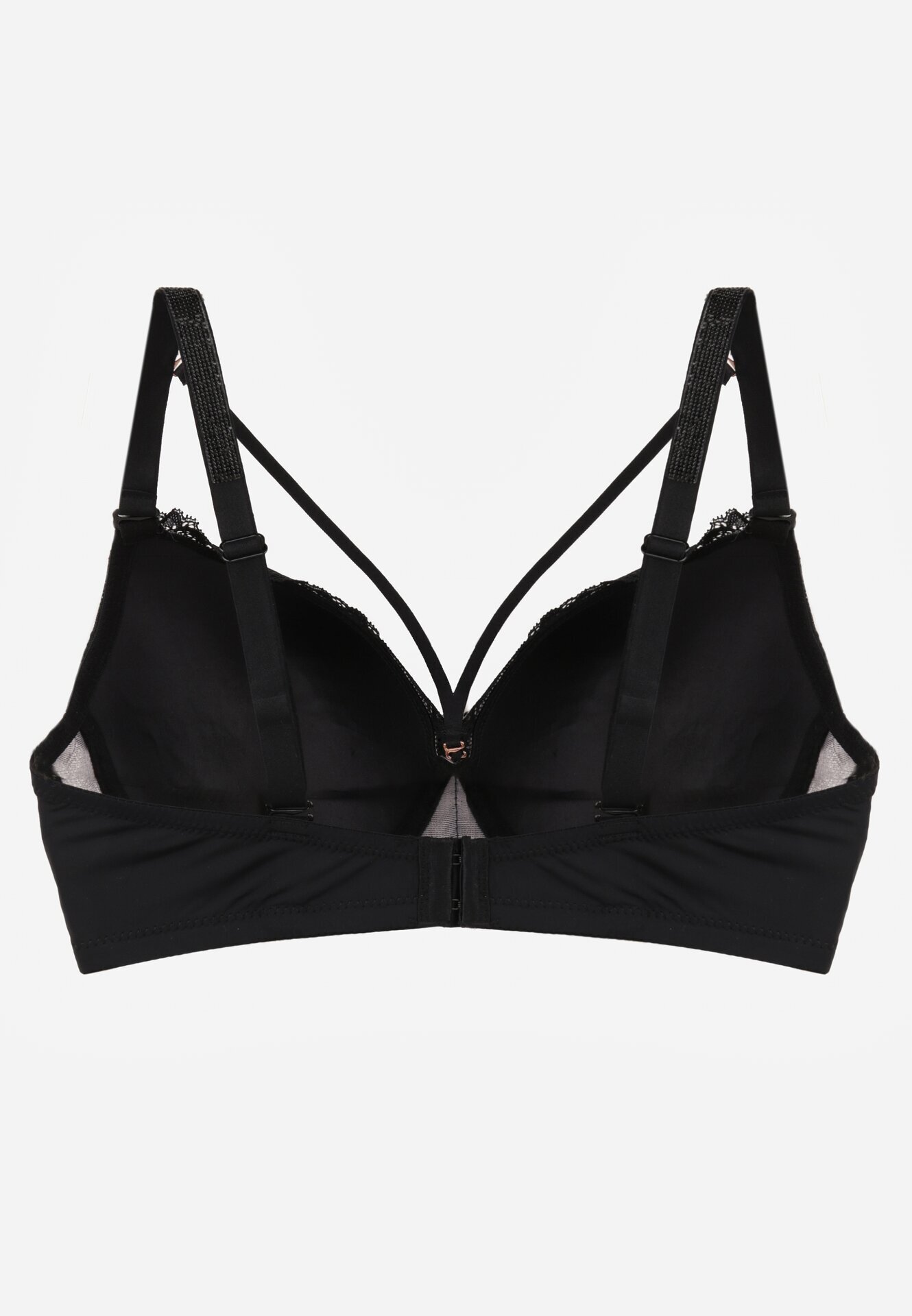 love magnolia Sutien Negru-Roz Dantelă cu Bretele Decorative și Zirconii Emlimi
