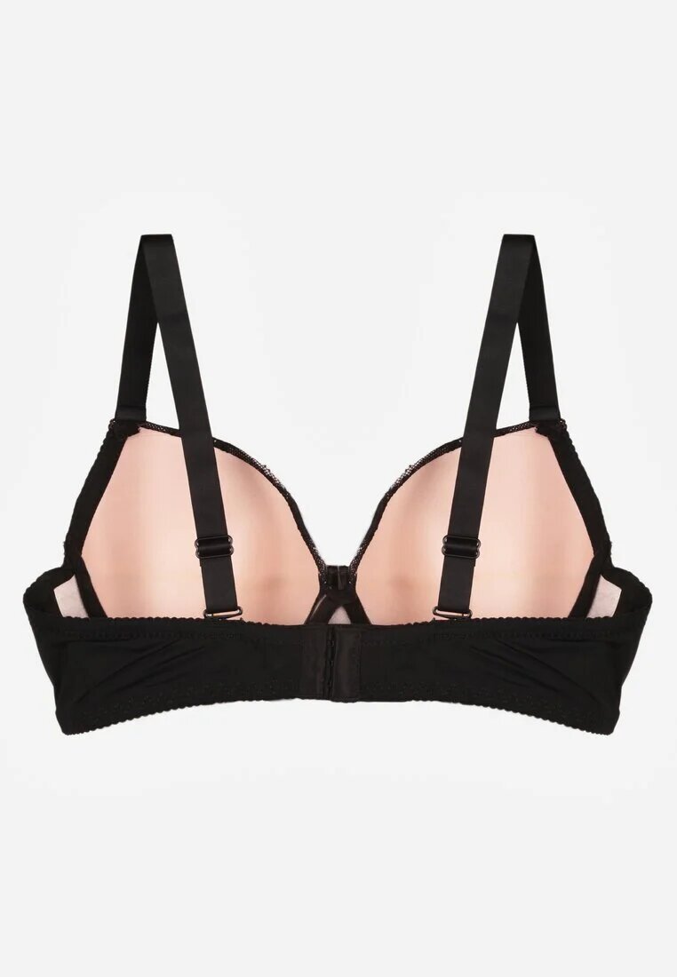 love magnolia Sutien Negru-Roz Decorat cu Zirconii și Dantelă Corraella
