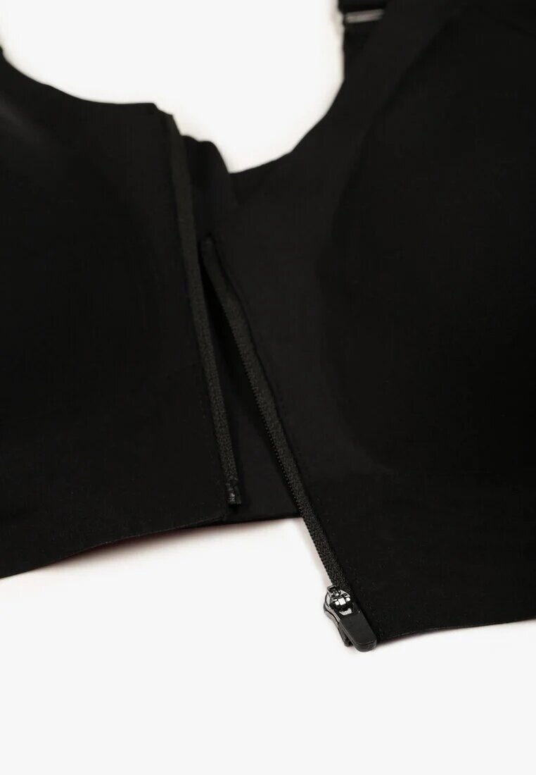 love magnolia Sutien Negru Sport cu Fermoar în Față Eziline