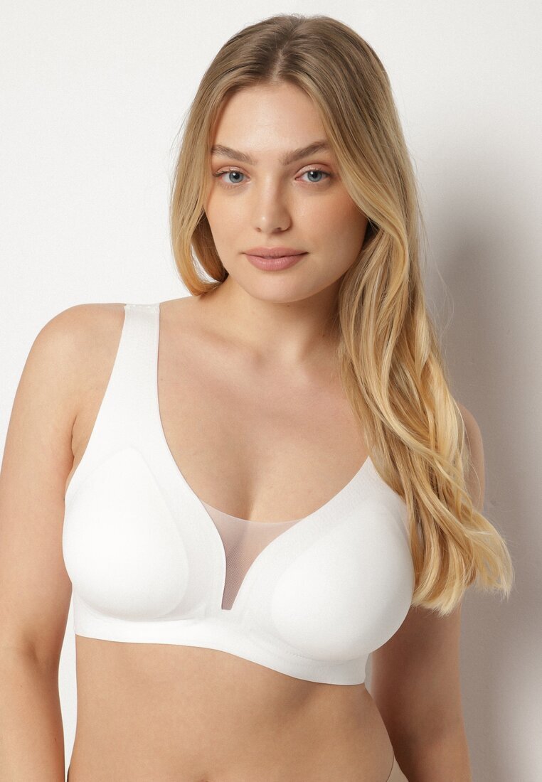 love magnolia Sutien sport alb cu plasă și decor corset Saliatessa