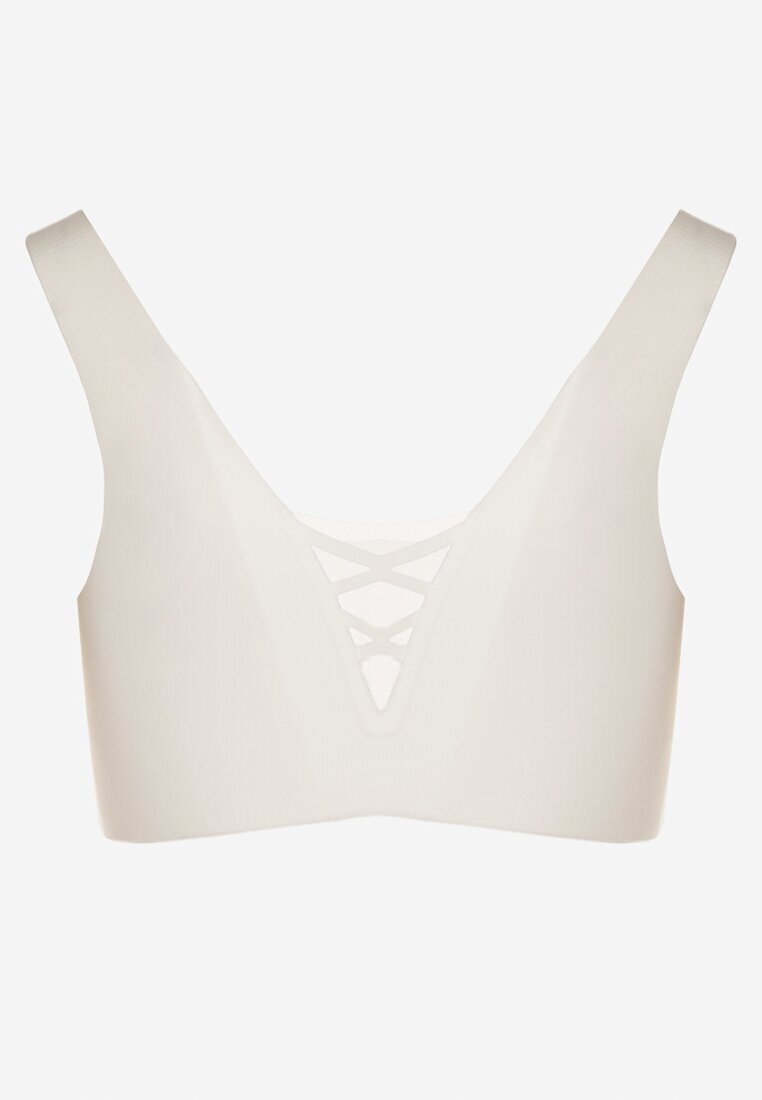 love magnolia Sutien sport alb cu plasă și decor corset Saliatessa