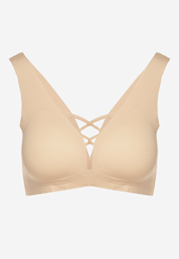love magnolia Sutien sport Bej cu plasă și decor corset Saliatessa