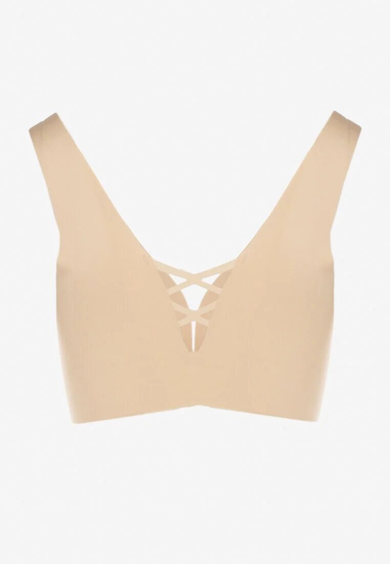 love magnolia Sutien sport Bej cu plasă și decor corset Saliatessa
