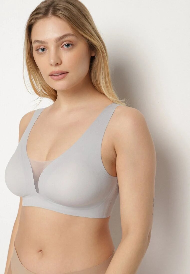 love magnolia Sutien Sport Gri cu Plasa și Detalii tip Corset Saliatessa