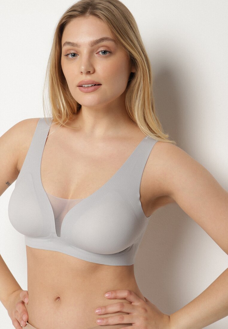 love magnolia Sutien Sport Gri cu Plasa și Detalii tip Corset Saliatessa