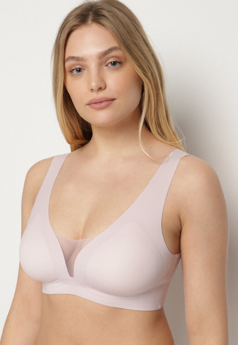 love magnolia Sutien sport Roz deschis cu inserții de plasă și decor cu aspect de corset Saliatessa