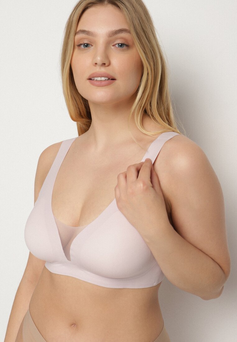 love magnolia Sutien sport Roz deschis cu inserții de plasă și decor cu aspect de corset Saliatessa