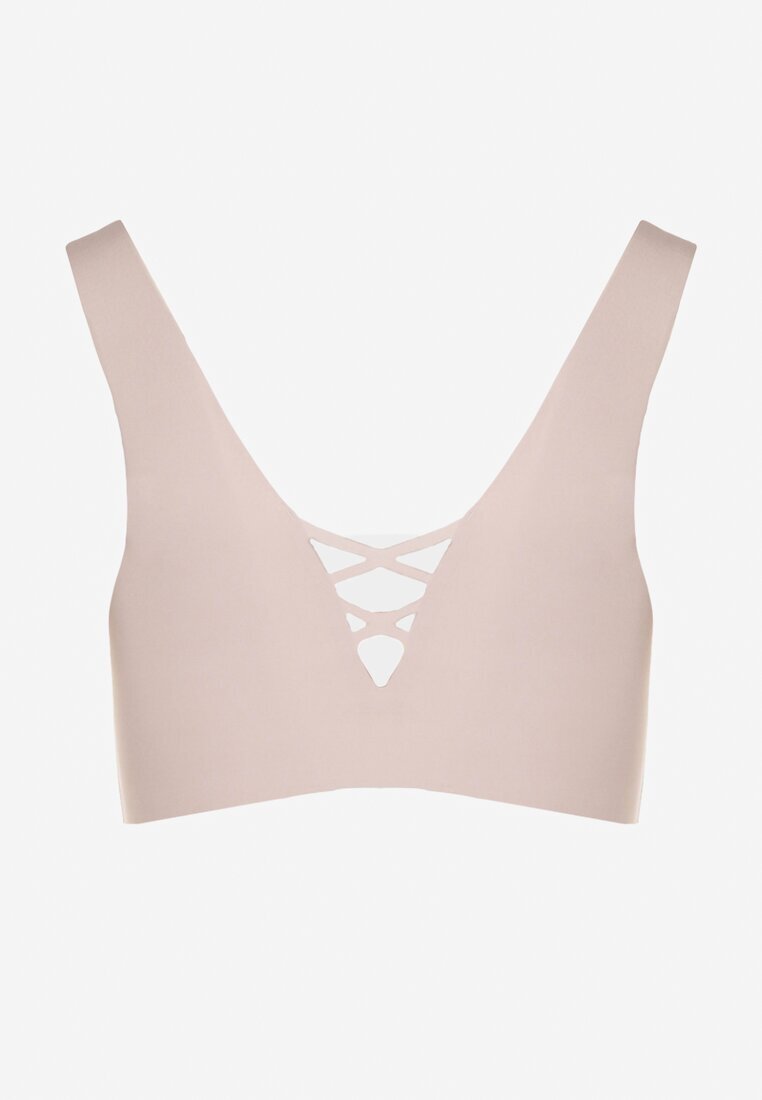love magnolia Sutien sport Roz deschis cu inserții de plasă și decor cu aspect de corset Saliatessa