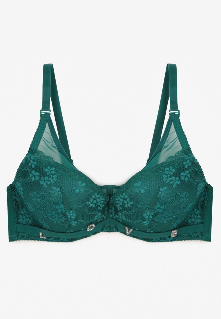 love magnolia Sutien Verde cu Decorațiuni din Dantelă și Bretele Detașabile Renarra