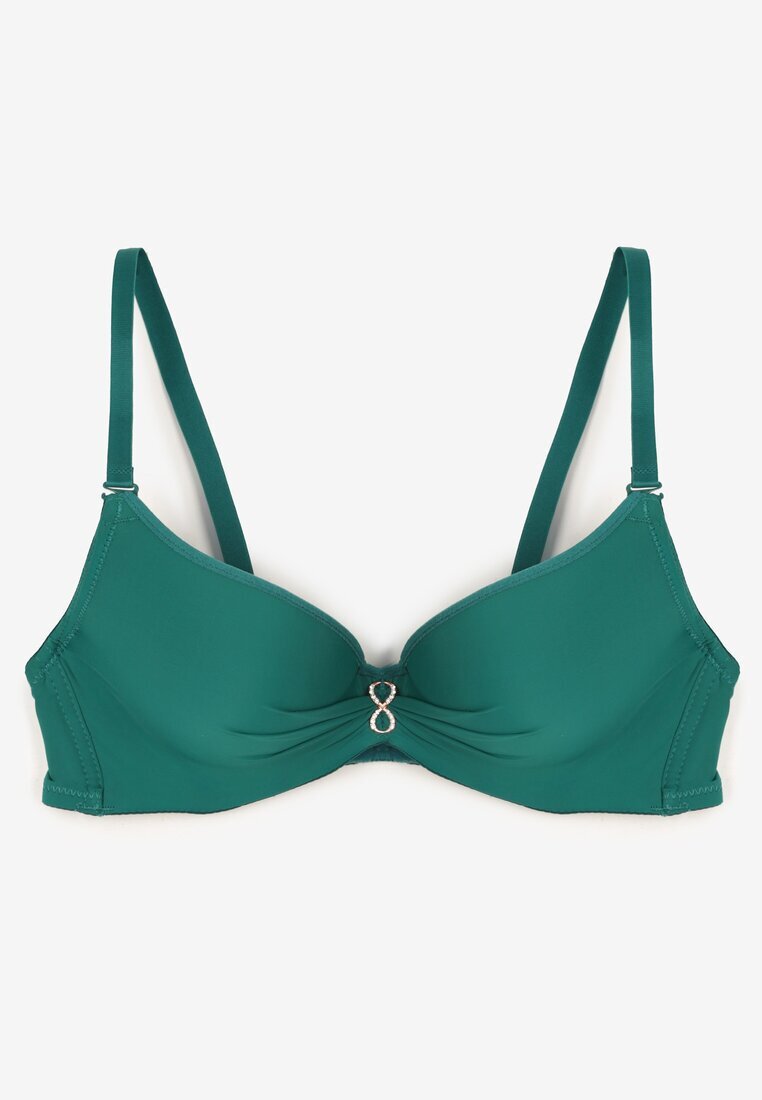 love magnolia Sutien Verde Decorat cu Aplicație din Zirconiu Ezonlle