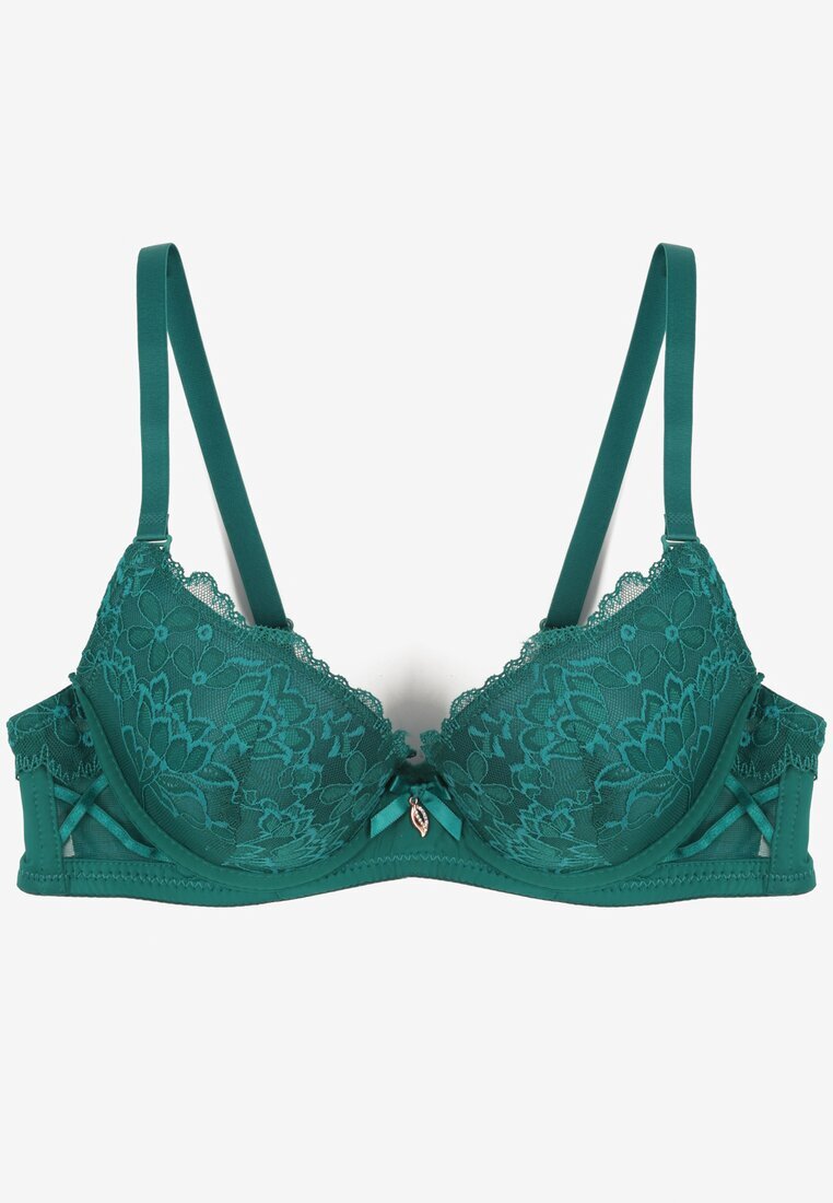 love magnolia Sutien verde din dantelă decorat cu o fundă Ezanzee