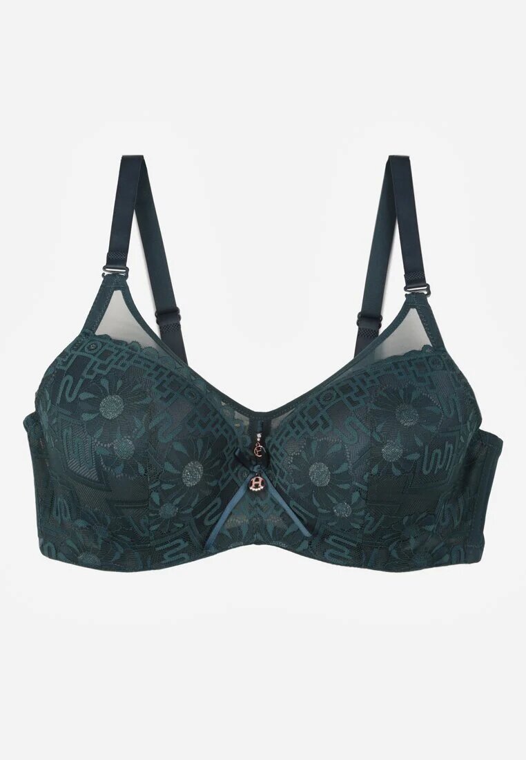 love magnolia Sutien Verde închis cu Dantelă și Inserție Transparentă Heliphine