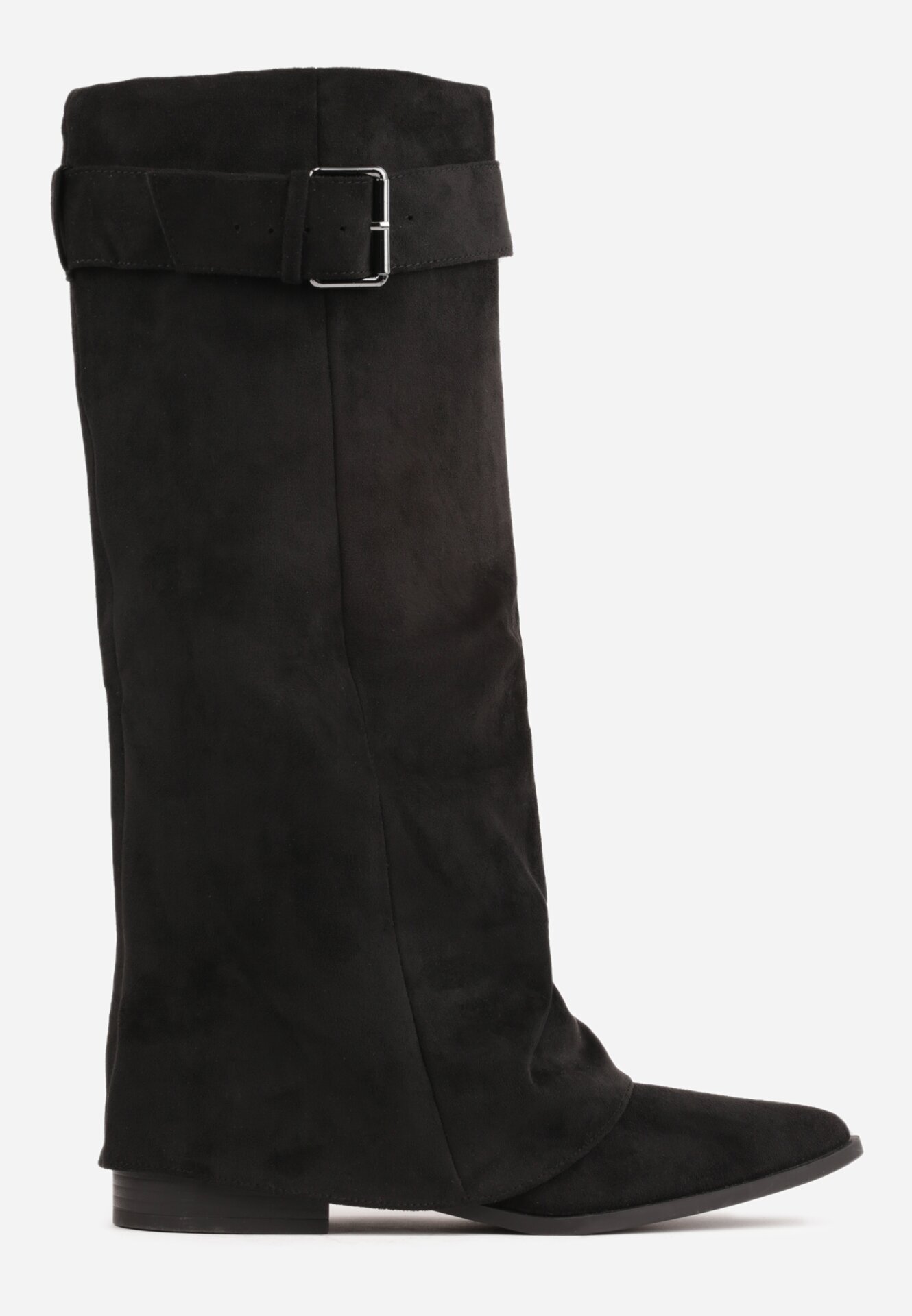 lovery Cizme cu toc Boho în stil biker decorate cu carâmb răsucit și cataramă Ahlia Negre