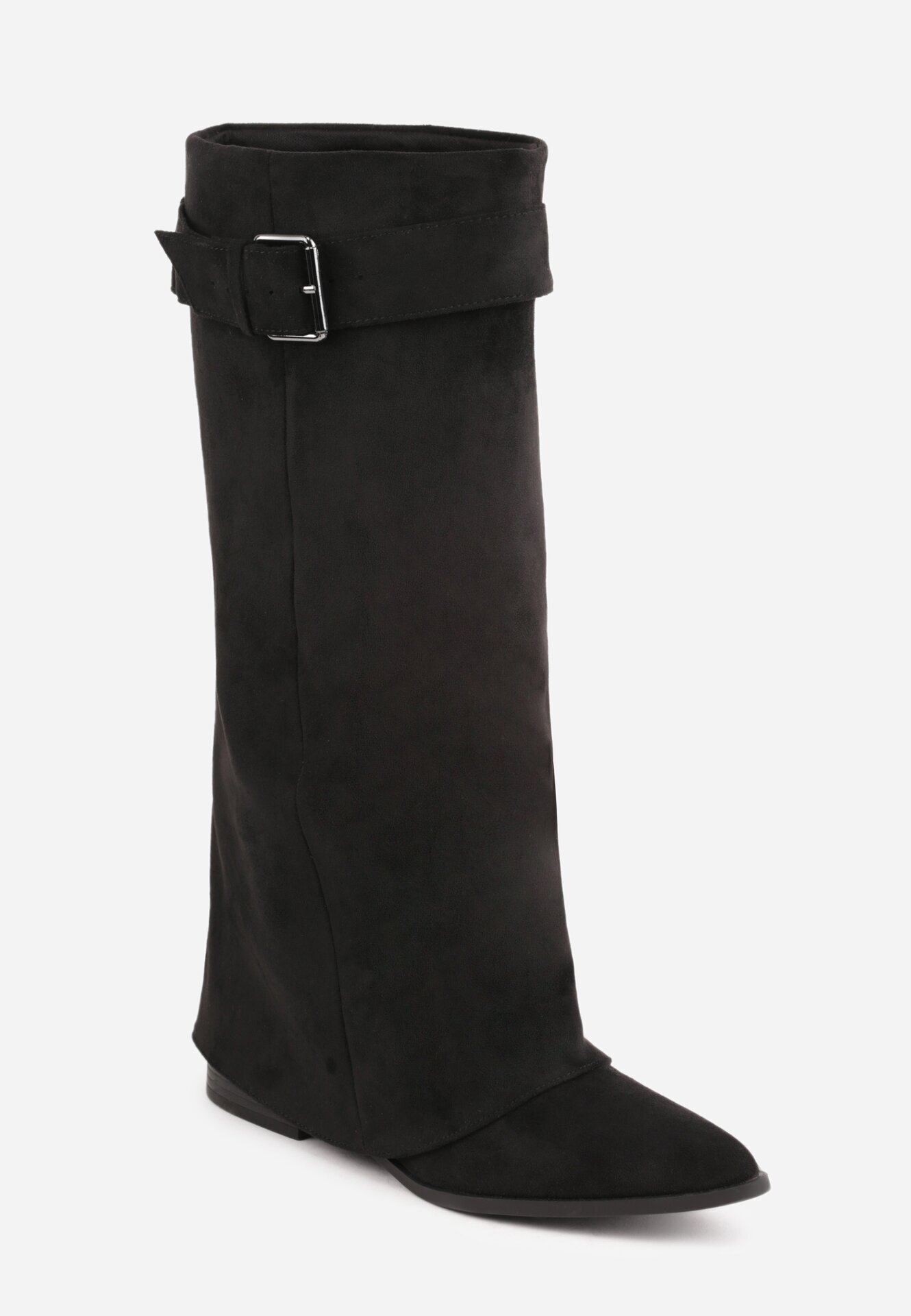 lovery Cizme cu toc Boho în stil biker decorate cu carâmb răsucit și cataramă Ahlia Negre