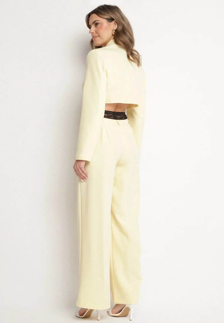 lovery Compleu Galben Sacou Scurt cu Cupe Întărite și Pantaloni Largi Liozana