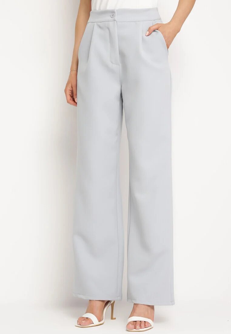 lovery Pantaloni Gri De costum cu Buzunare Letiza