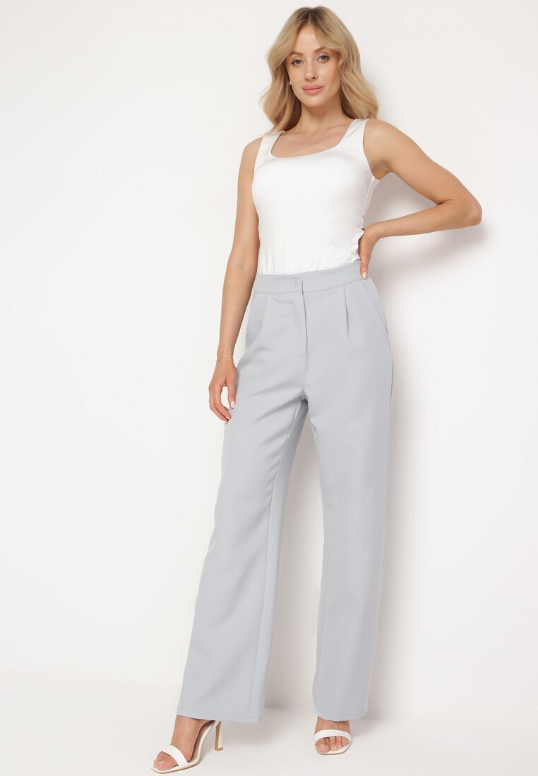 lovery Pantaloni Gri De costum cu Buzunare Letiza
