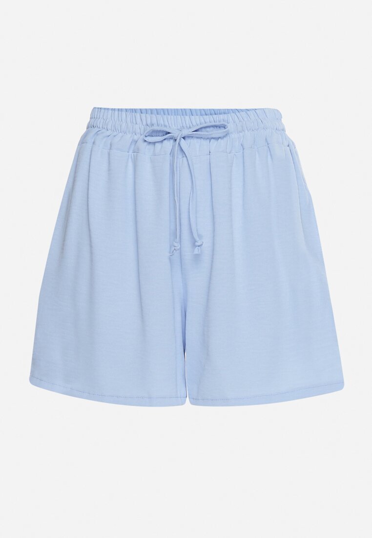 lovery Pantaloni scurți albastru deschis lejeri cu talie înaltă și elastic în talie Vimarias