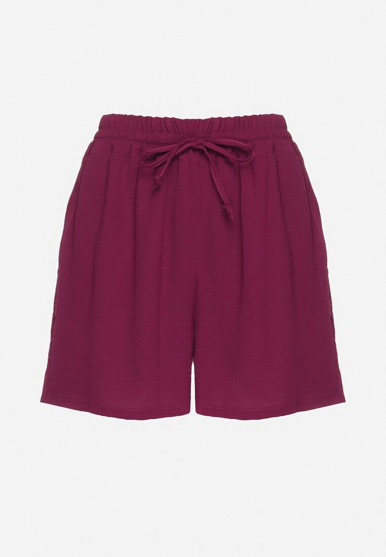 lovery Pantaloni scurți Mov închis Largi cu talie înaltă și elastic în talie Vimarias