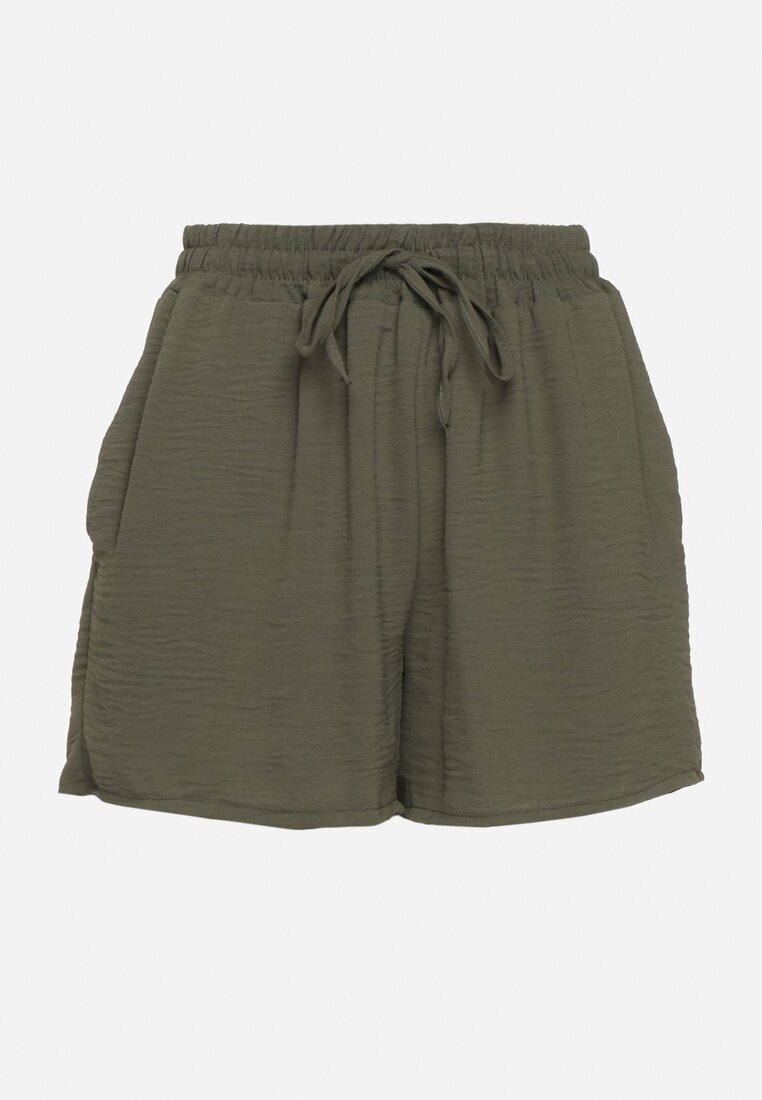 lovery Pantaloni scurți Verde închis Largi cu talie înaltă și elastic în talie Vimarias