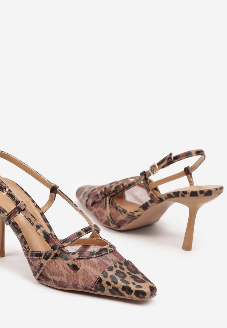 lovery Pantofi stiletto cu imprimeu leopard cu partea superioară transparentă și călcâiul decupat Findexis