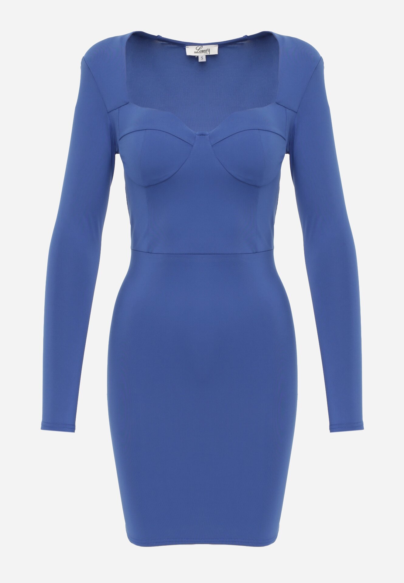 lovery Rochie Albastră Mulată Mini cu Decolteu Pătrat Iceria