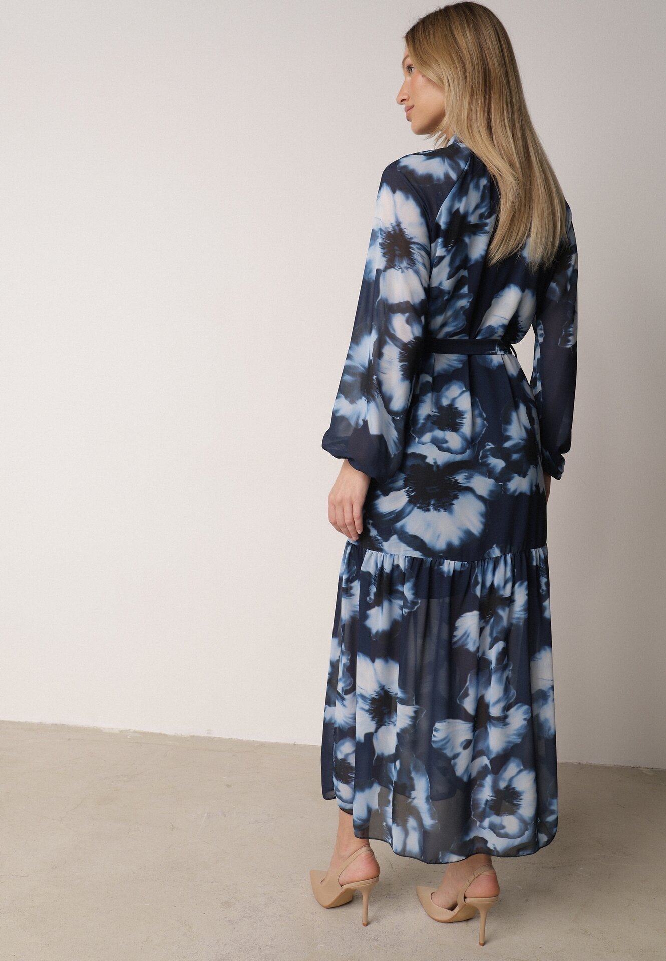 lovery Rochie croi cutie bleumarin cu imprimeu floral cu cordon Nifle