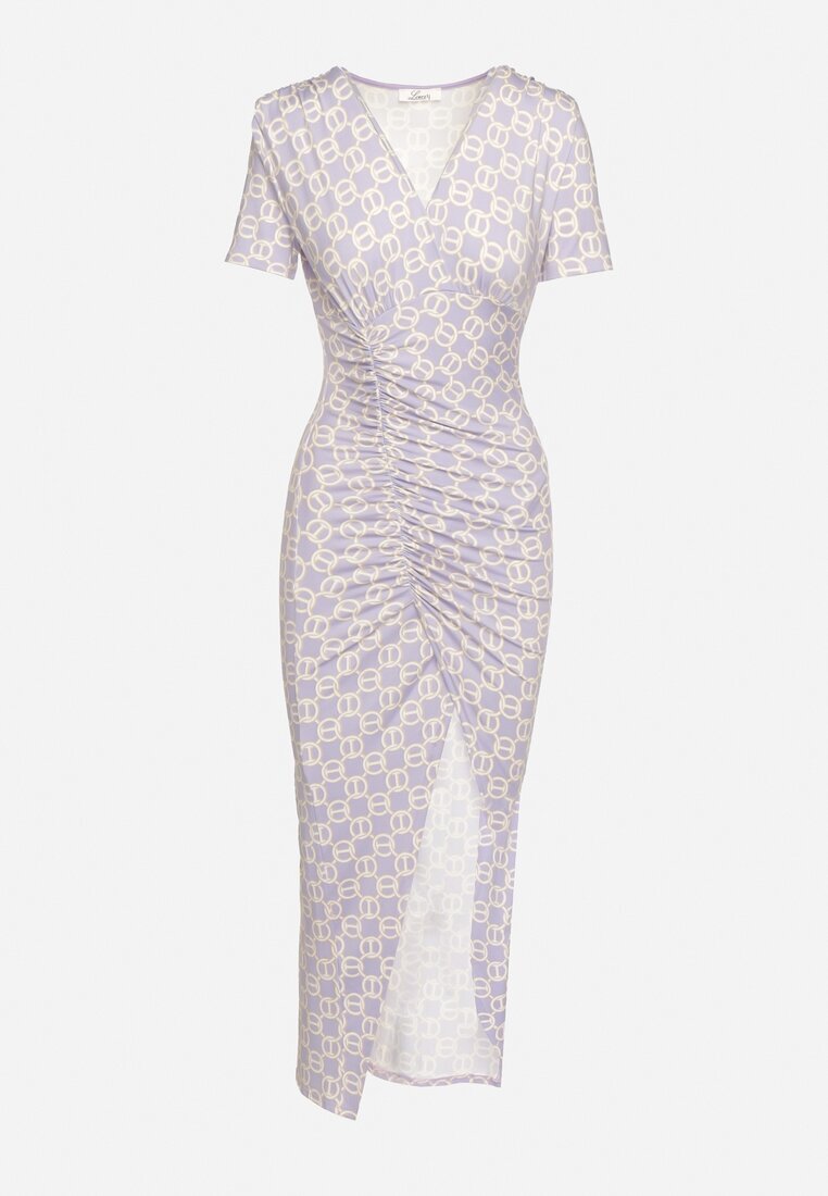 lovery Rochie de cocktail Ajustată Violet Decorată cu încrețituri Saarias