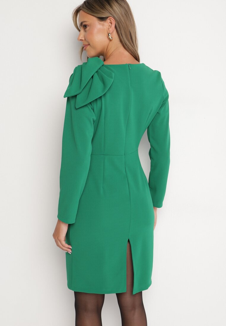 lovery Rochie de cocktail Mulată Verde închis Decorată cu Fundă și Fentă Linnaea