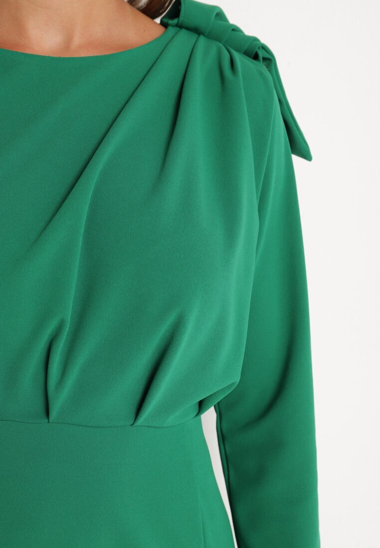 lovery Rochie de cocktail Mulată Verde închis Decorată cu Fundă și Fentă Linnaea