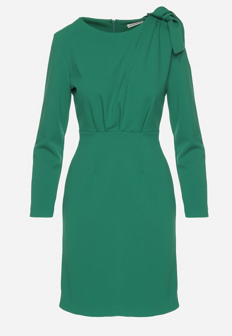 lovery Rochie de cocktail Mulată Verde închis Decorată cu Fundă și Fentă Linnaea