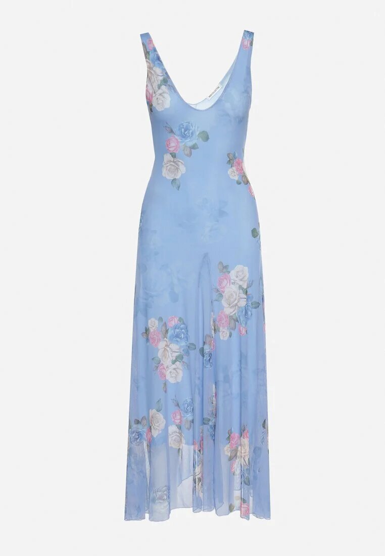 lovery Rochie din plasă albastră cu motiv floral Milanessa