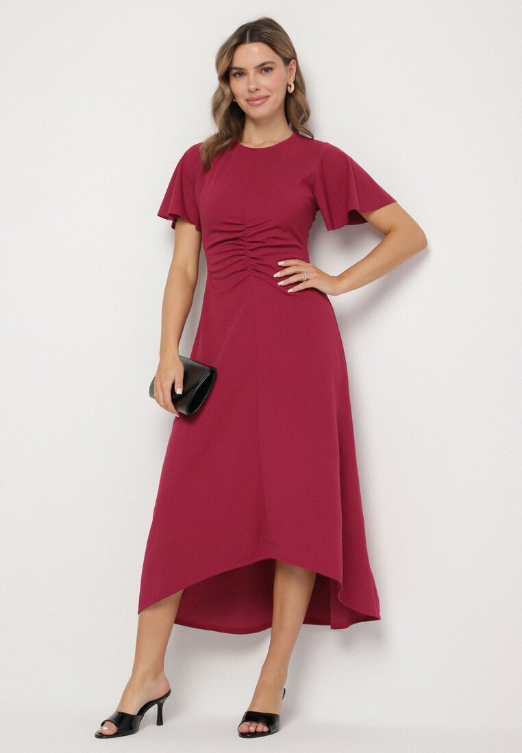 lovery Rochie evazată Bordeaux decorată cu încrețituri Odallica