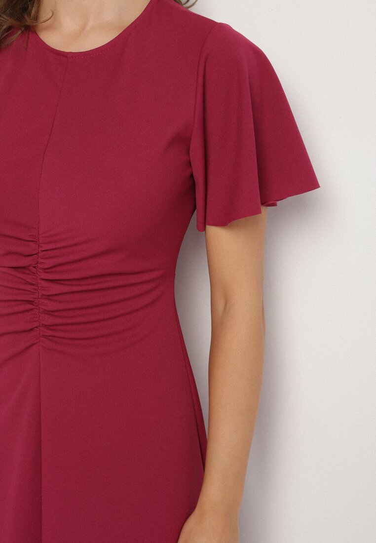 lovery Rochie evazată Bordeaux decorată cu încrețituri Odallica