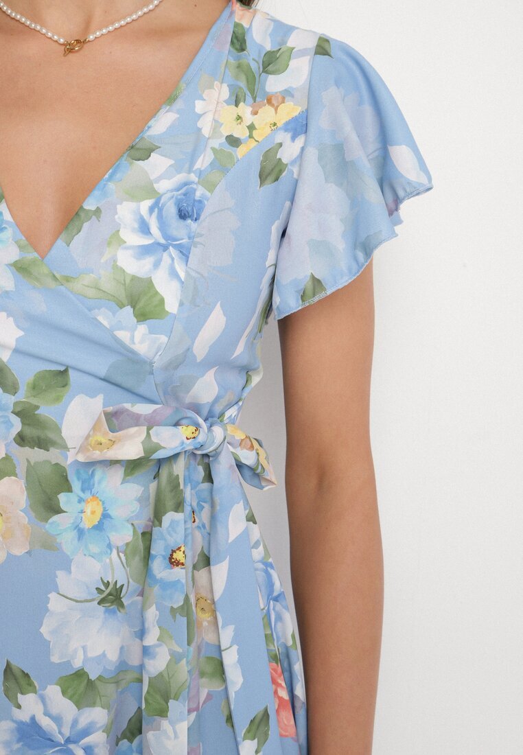 lovery Rochie florală albastru deschis cu decolteu plic Atorina