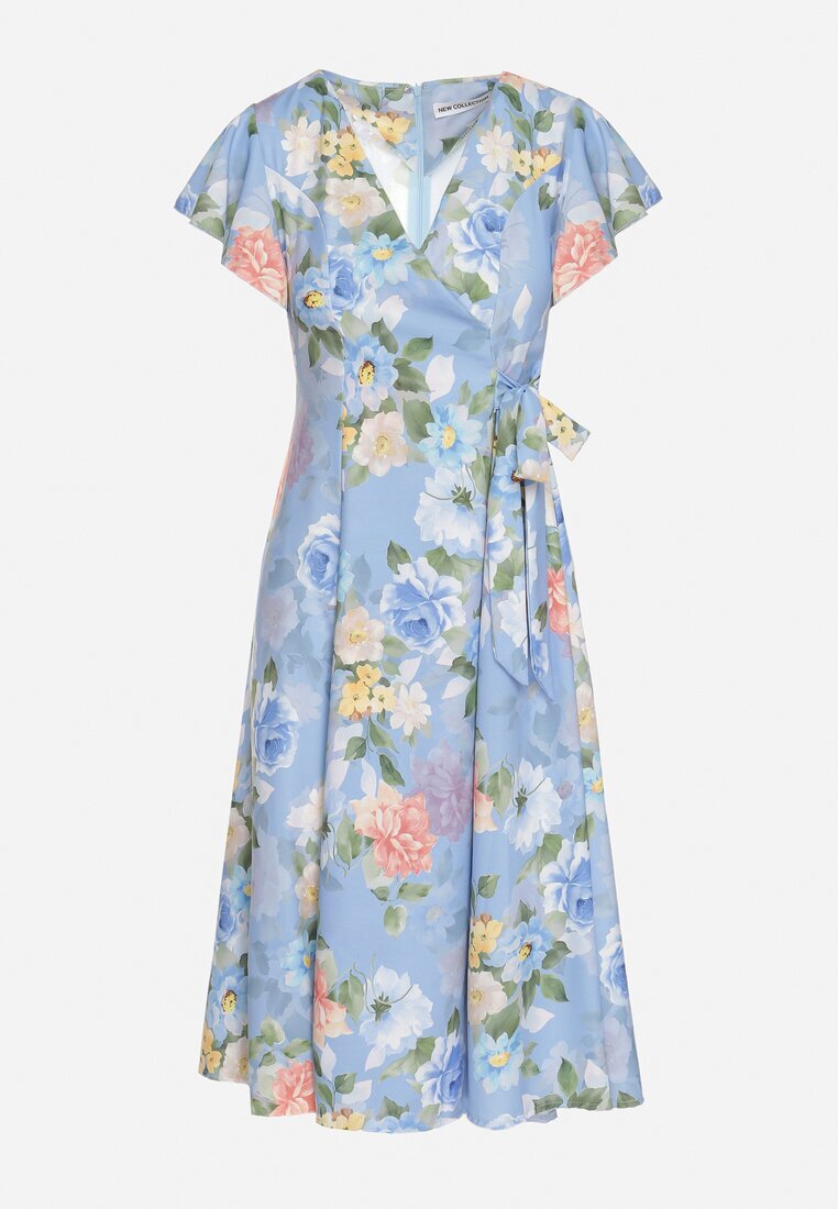 lovery Rochie florală albastru deschis cu decolteu plic Atorina