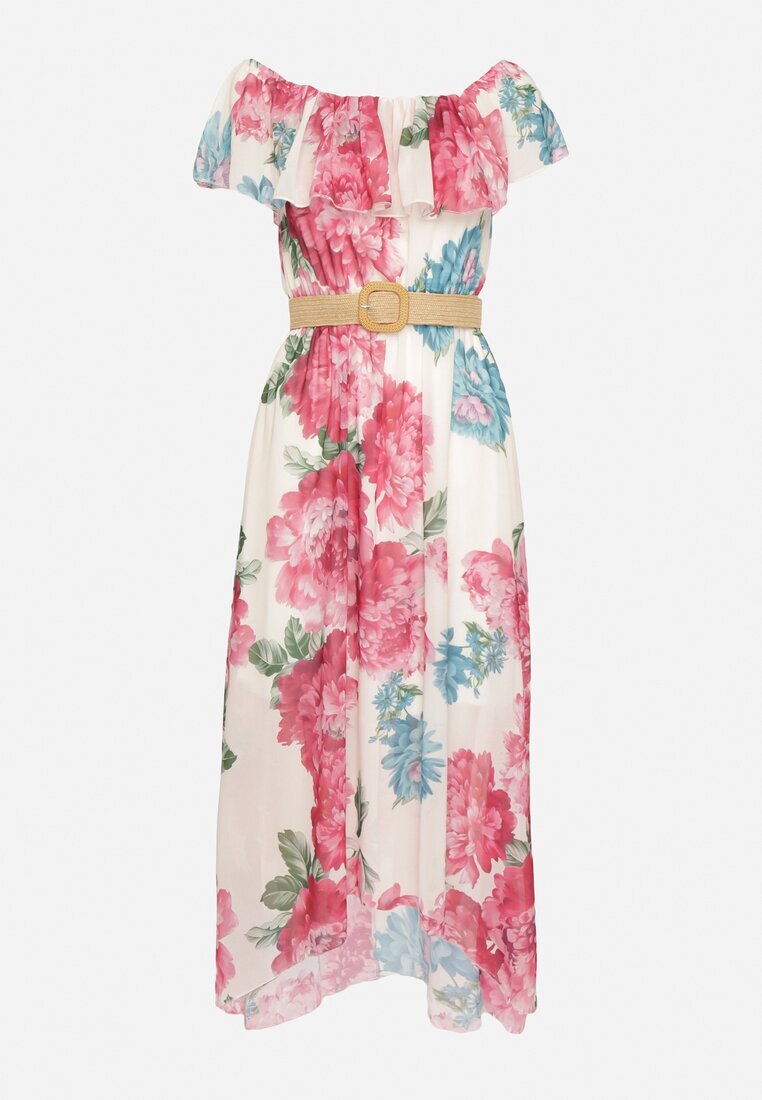 lovery Rochie Fucsia Tip spaniolă cu flori cu curea Sademire
