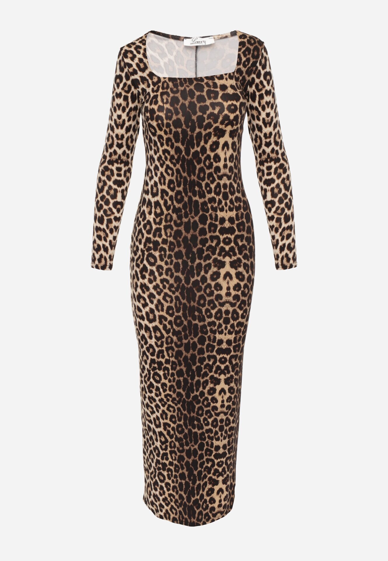 lovery Rochie Maro Mulată Leopard Maxi cu Mânecă Lungă Esmeria