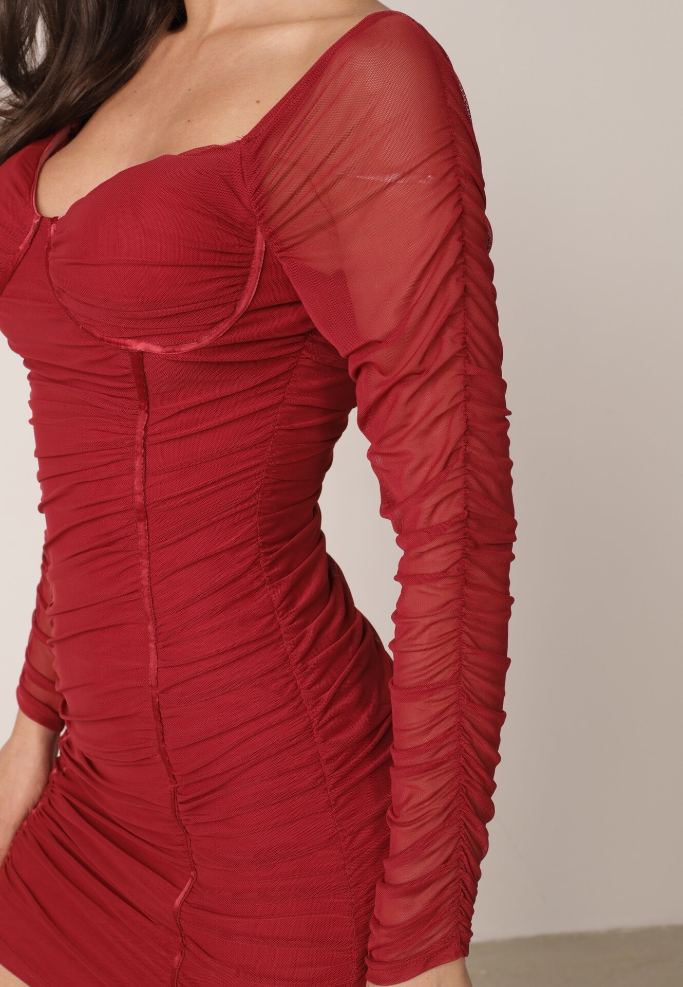 lovery Rochie Mulată Bordeaux cu Drapaj Ferdu