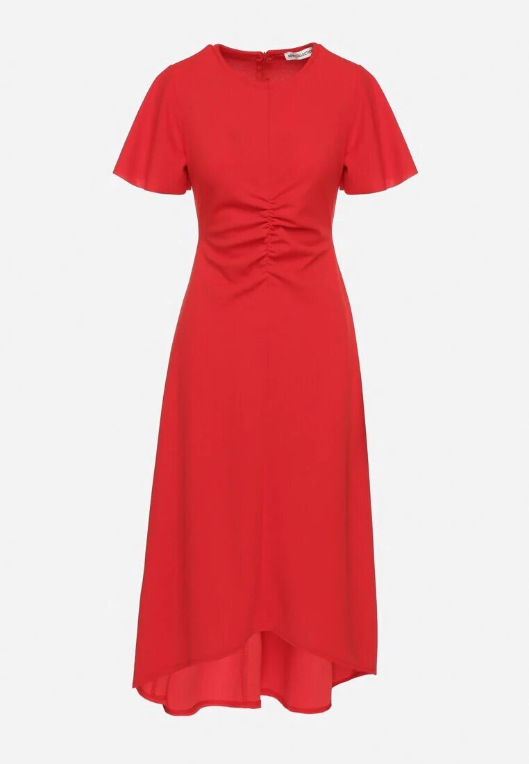lovery Rochie Roșie Cloș Decorată Cu Încrețituri Odallica