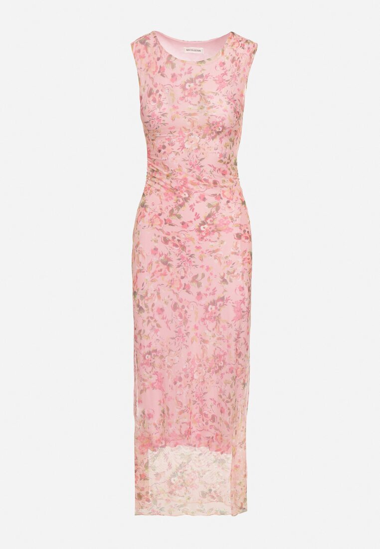 lovery Rochie Roz de cocktail cambrată florală cu căptușeală din viscoză Lidra
