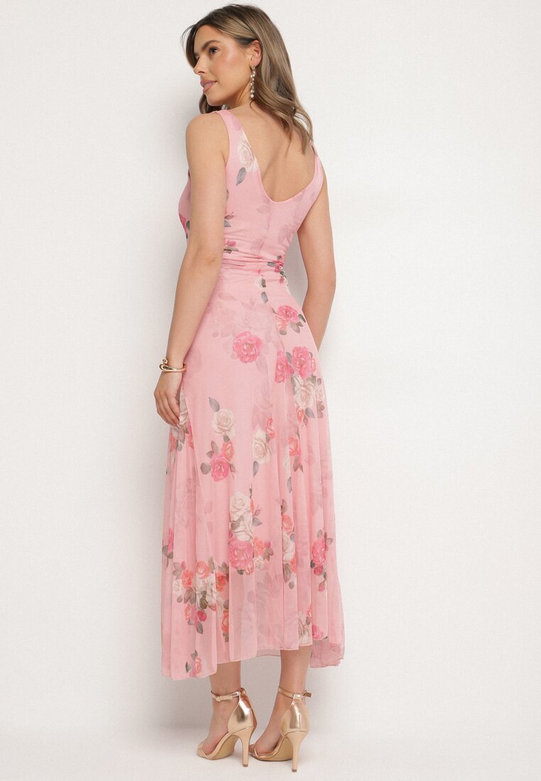 lovery Rochie Roz din plasă cu Motiv Floral Milanessa